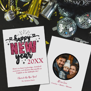 Glittery New Year's Customizable Foto Feiertagskarte