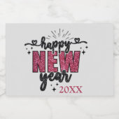 Glittery New Year's Eve Party Schaumweinetikett (Einzelnes Label)