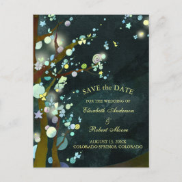 Glittery Night Wedding Save the Date Ankündigungspostkarte