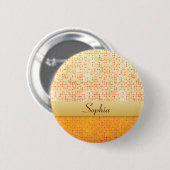 Glittery orange Polka-Punkt-Namen-Umbau-Abzeichen Button (Vorne & Hinten)