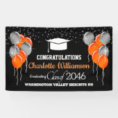 Glittery Orange und Black Abschluss Banner (Horizontal)