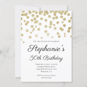 Glittery Pale Gold Confetti Elegant 50. Geburtstag Einladung