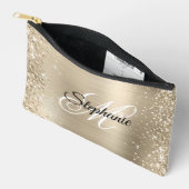 Glittery Pale Gold Foil Extravagant Monogram Zubehörtasche (Offen)