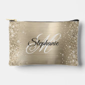 Glittery Pale Gold Foil Extravagant Monogram Zubehörtasche (Vorderseite)