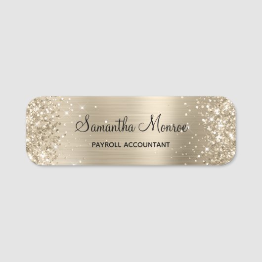 Glittery Pale Gold Foil Namensschild (Vorderseite)
