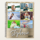 Glittery Pale Gold Glam 14 Photo Collage Planer (Vorderseite)