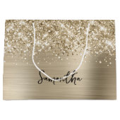 Glittery Pale Gold Glam Name Große Geschenktüte (Vorderseite)