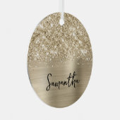 Glittery Pale Gold Glam Name Ornament Aus Metall (Vorderseite Rechts)