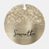 Glittery Pale Gold Glam Name Ornament Aus Metall (Rückseite)