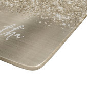 Glittery Pale Gold Glam Name Schneidebrett (Ecke)