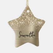 Glittery Pale Gold Glam Name Star Keramik Ornament (Rechts)