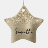 Glittery Pale Gold Glam Name Star Keramik Ornament (Vorne)