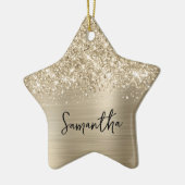 Glittery Pale Gold Glam Name Star Keramik Ornament (Links)