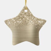 Glittery Pale Gold Glam Name Star Keramik Ornament (Hinten)