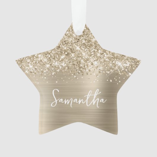Glittery Pale Gold Glam Name Star Ornament (Vorderseite)
