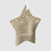 Glittery Pale Gold Glam Name Star Ornament (Vorderseite)