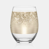 Glittery Pale Gold Glam Name Weinglas Ohne Stiel (Links)