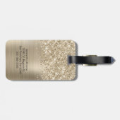 Glittery Pale Gold Glam Script Name Gepäckanhänger (Rückseite horizontal)