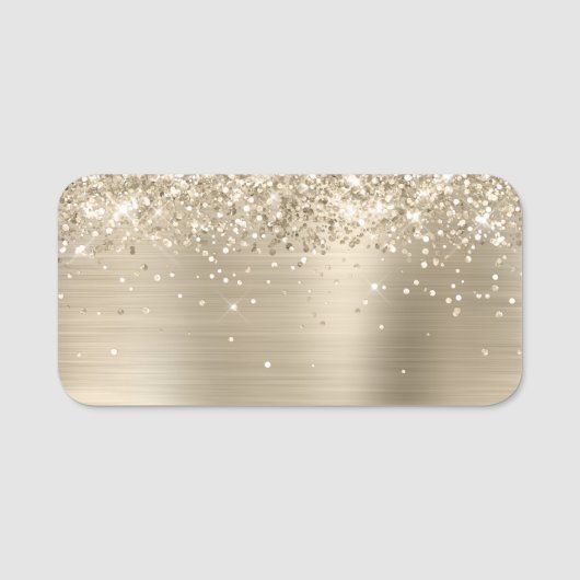 Glittery Pale Gold Metallic Blank Namensschild (Vorderseite)