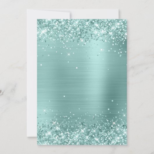 Glittery Pale Turquoise Ombre Foil Save The Date (Rückseite)