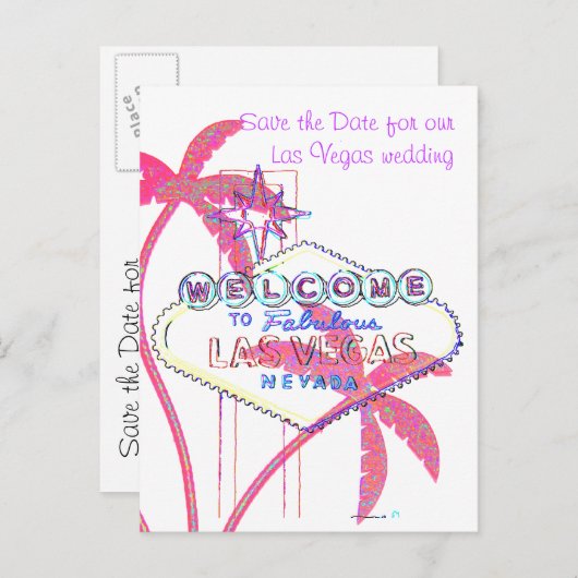 Glittery Palms Las Vegas Save the Date Ankündigungspostkarte (Vorne/Hinten)