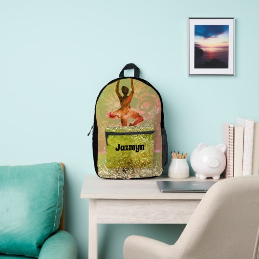 Glittery Pastel Watercolor Ballerina Personalisier Bedruckter Rucksack (InSitu)