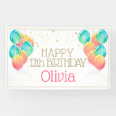 Glittery Pastels Girl's Happy Birthday Banner (Horizontal)