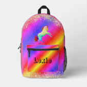 Glittery Pastels Rainbow Unicorn Personalisiert Bedruckter Rucksack (Vorderseite)