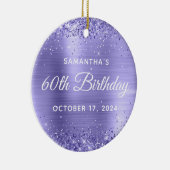 Glittery Periwinkle Foil 60. Geburtstag Keramik Ornament (Rechts)