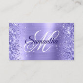Glittery Periwinkle Foil Extravagant Monogram Visitenkarte (Vorderseite)