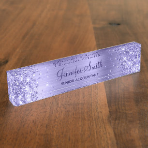 Glittery Periwinkle Foil Namensplakette