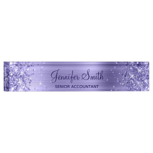 Glittery Periwinkle Foil Namensplakette (Vorderseite)
