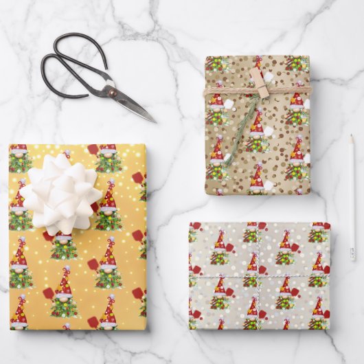 Glittery Pickleball Christmas Gnomes Geschenkpapier Set (Vorderseite)