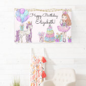 Glittery Pink Birthday Girl Unicorn Glam Banner (Insitu)