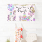 Glittery Pink Birthday Girl Unicorn Glam Banner (Insitu)
