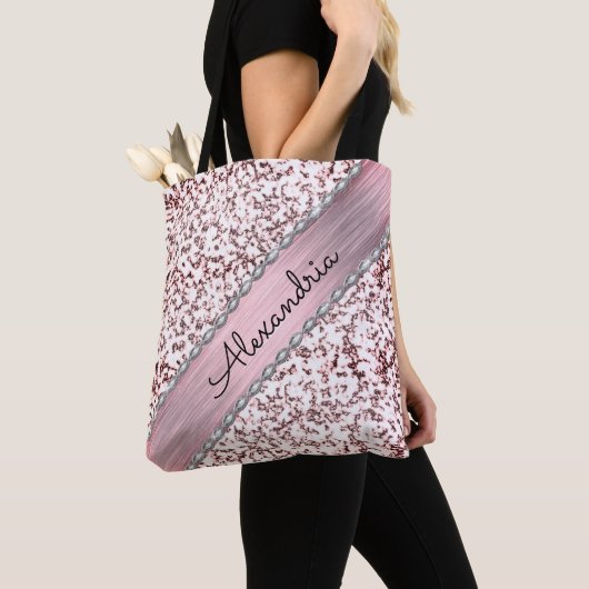 Glittery Pink Blush Personalisierter Marmor Tasche (Von Nahem)