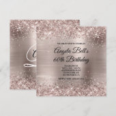 Glittery Pink Champagne Faux Foil 60th Birthday Einladung (Vorne/Hinten)