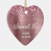 Glittery Pink Foil Sweet 16 Foto Keramik Ornament (Rechts)