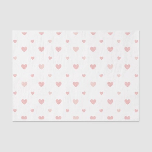 Glittery Pink Hearts Tissue Paper Seidenpapier (Vorderseite)