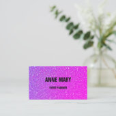 Glittery Pink Lila Ombre Wedding Event Planner Visitenkarte (Stehend Vorderseite)