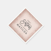 Glittery pink mädchenskripttypografie modern 16. serviette (Ecke)