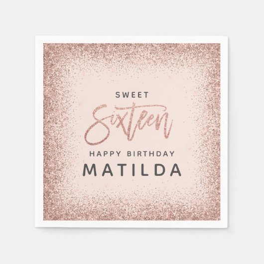 Glittery pink mädchenskripttypografie modern 16. serviette (Vorderseite)