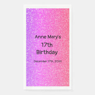 Glittery Pink Orange 17. Geburtstag Custom Age 202 Serviette