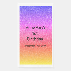 Glittery Pink Orange 1. Geburtstag Erstes individu Serviette