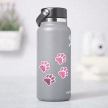 Glittery Pink Paw Print 4 Paws Vinyl Stickers