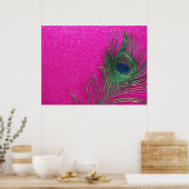 Glittery Pink Peacock Feather Poster (Küche)