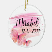 Glittery Pink Rose Butterfly Personalisiert Keramik Ornament (Links)