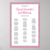 Glittery Pink Silver Alphabetic Seekarte Poster (Vorne)