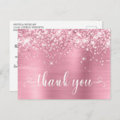 Glittery Pink Sweet 16 Herzen Vielen Dank Postkarte (Vorne/Hinten)