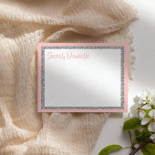 Glittery Pink und Silber Vielen Dank Flachkarte Dankeskarte